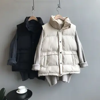 Осень и зима 2022, новая корейская версия, свободный короткий пуховый хлопковый жилет, пальто, женский жилет с джокером, хлебная одежда